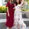 Alana Burgundy Textured Tie Dress