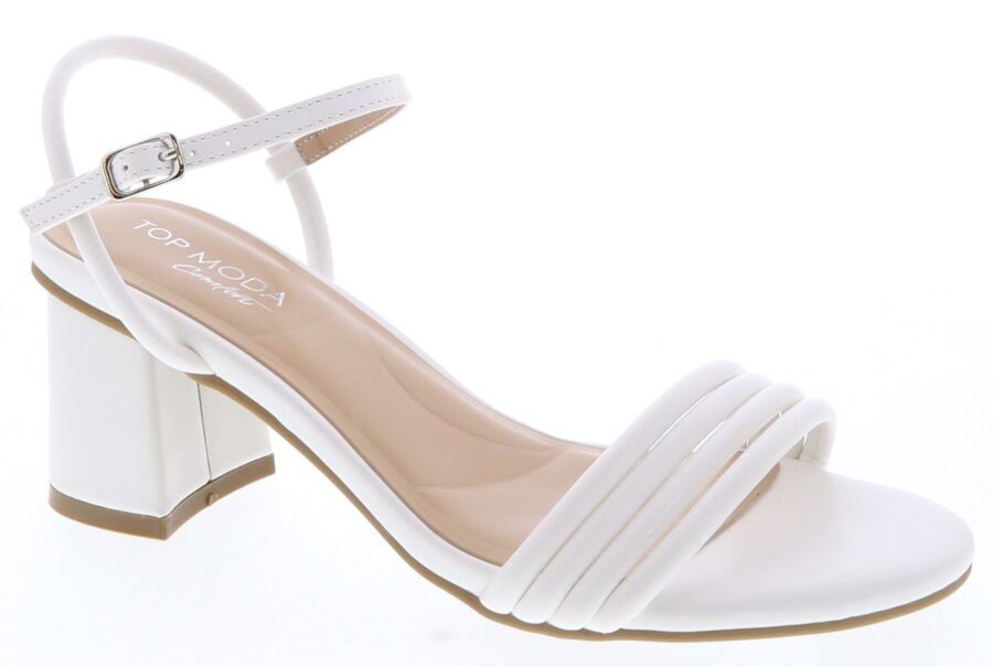 Tasha White Strap Heel