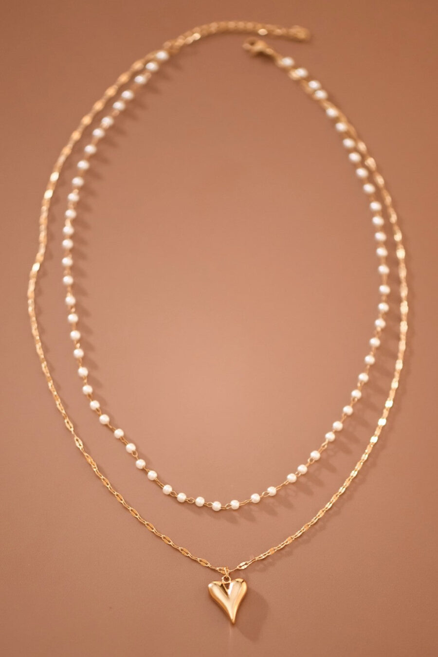 Neveah 18K Heart Double Layer Necklace