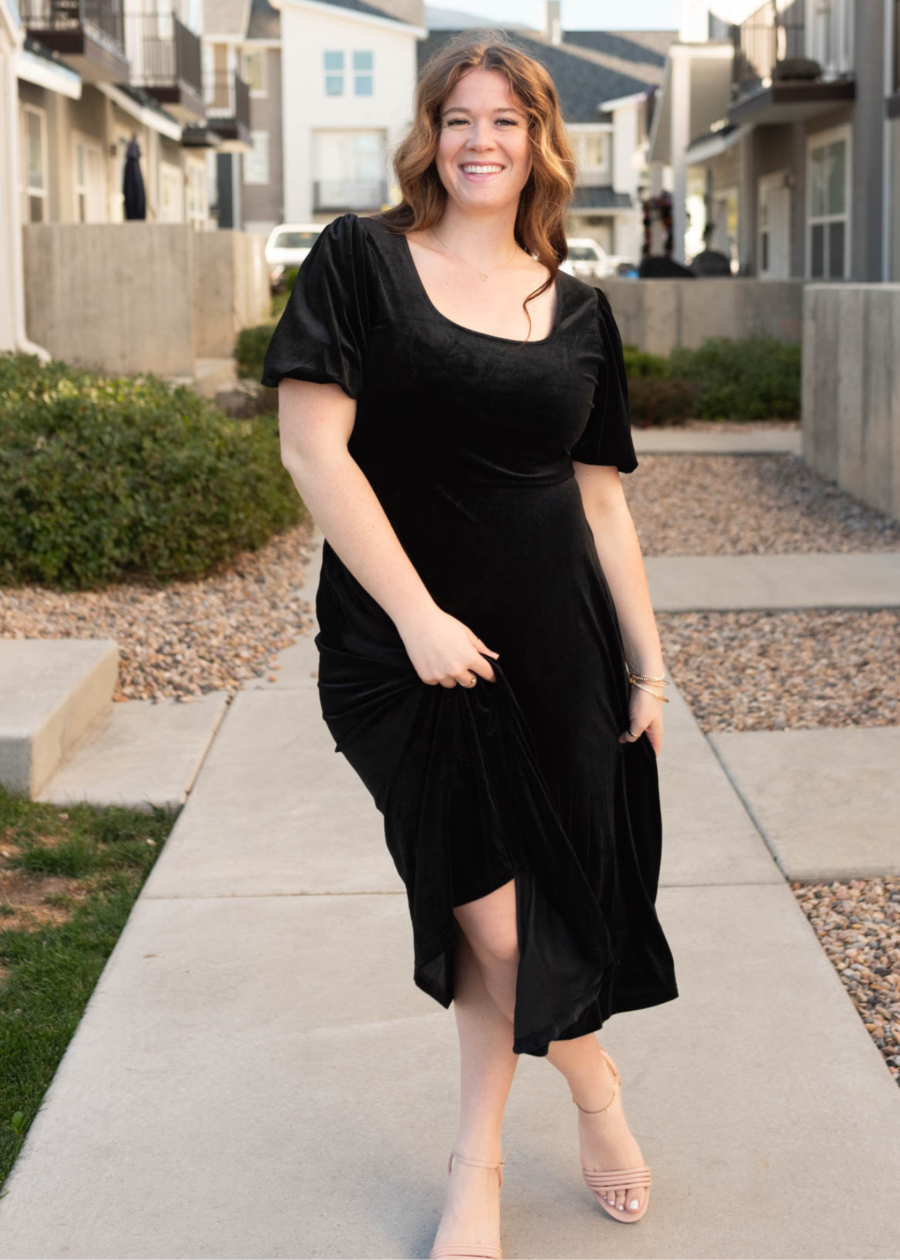 Alexa Black Velvet Dress