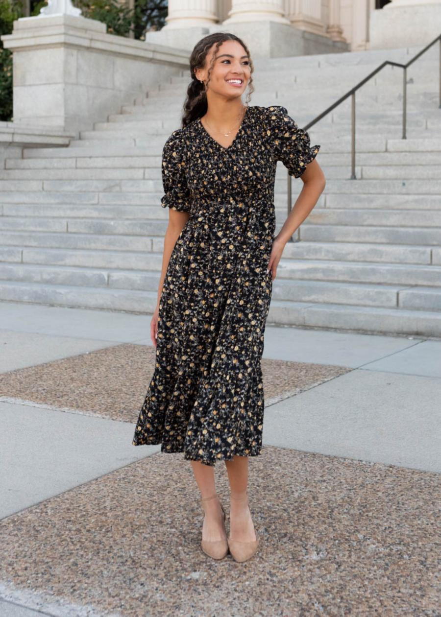 Aamori Yellow Flower Dress