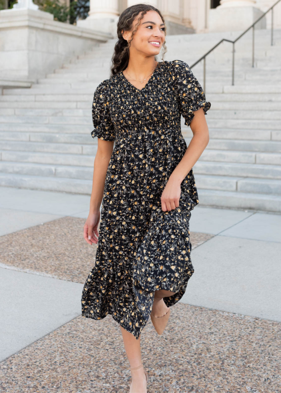 Aamori Yellow Flower Dress