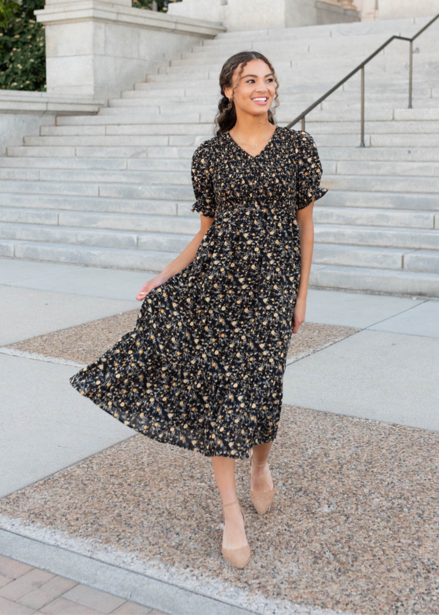 Aamori Yellow Flower Dress
