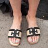 Abia Black Detailed Woven Flat
