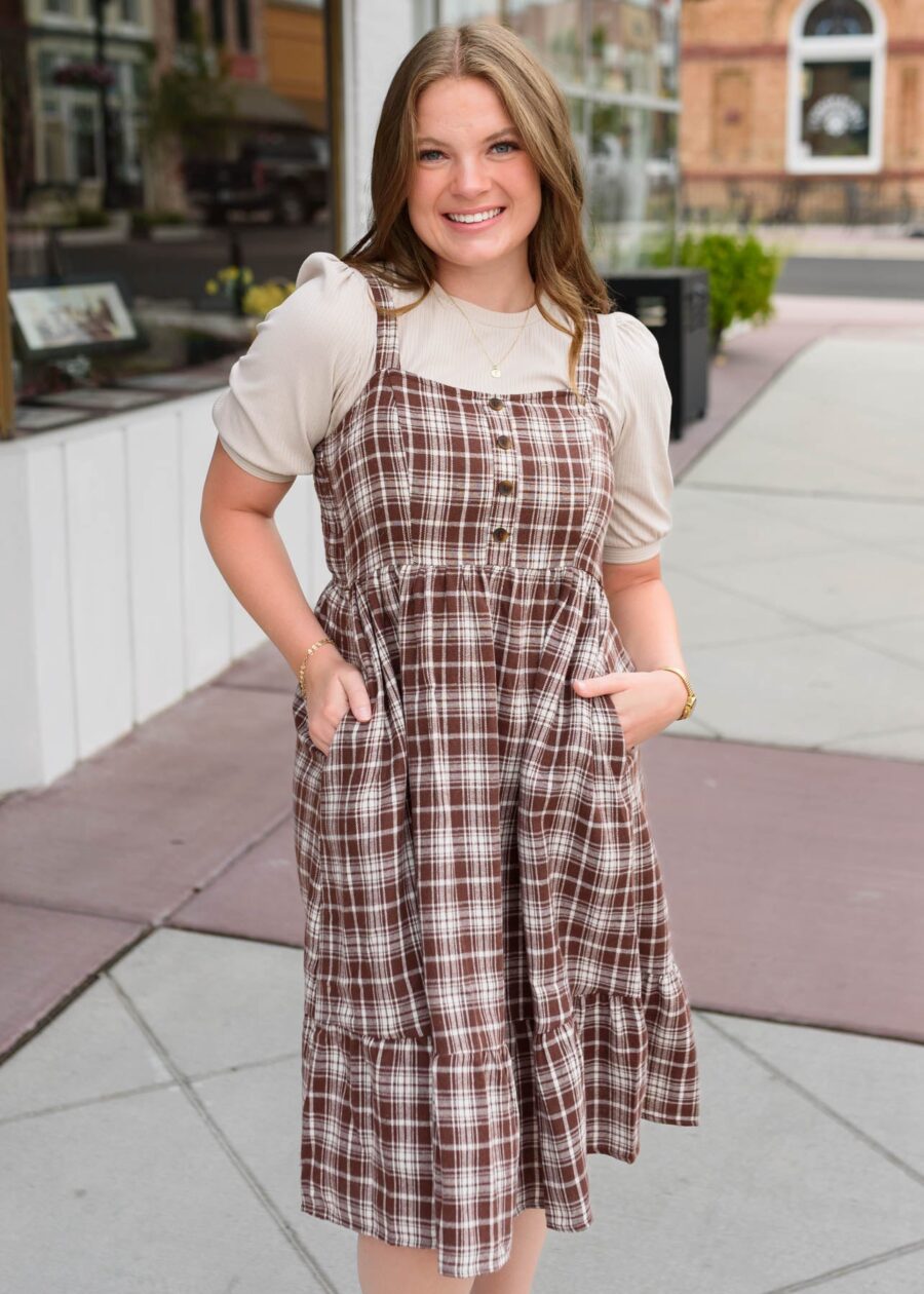 Abigail Plaid Overall Dress