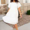 Ada Ivory Eyelet Sleeve Dress