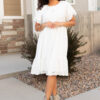 Ada Ivory Eyelet Sleeve Dress