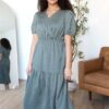 Addee Olive Tiered Dress