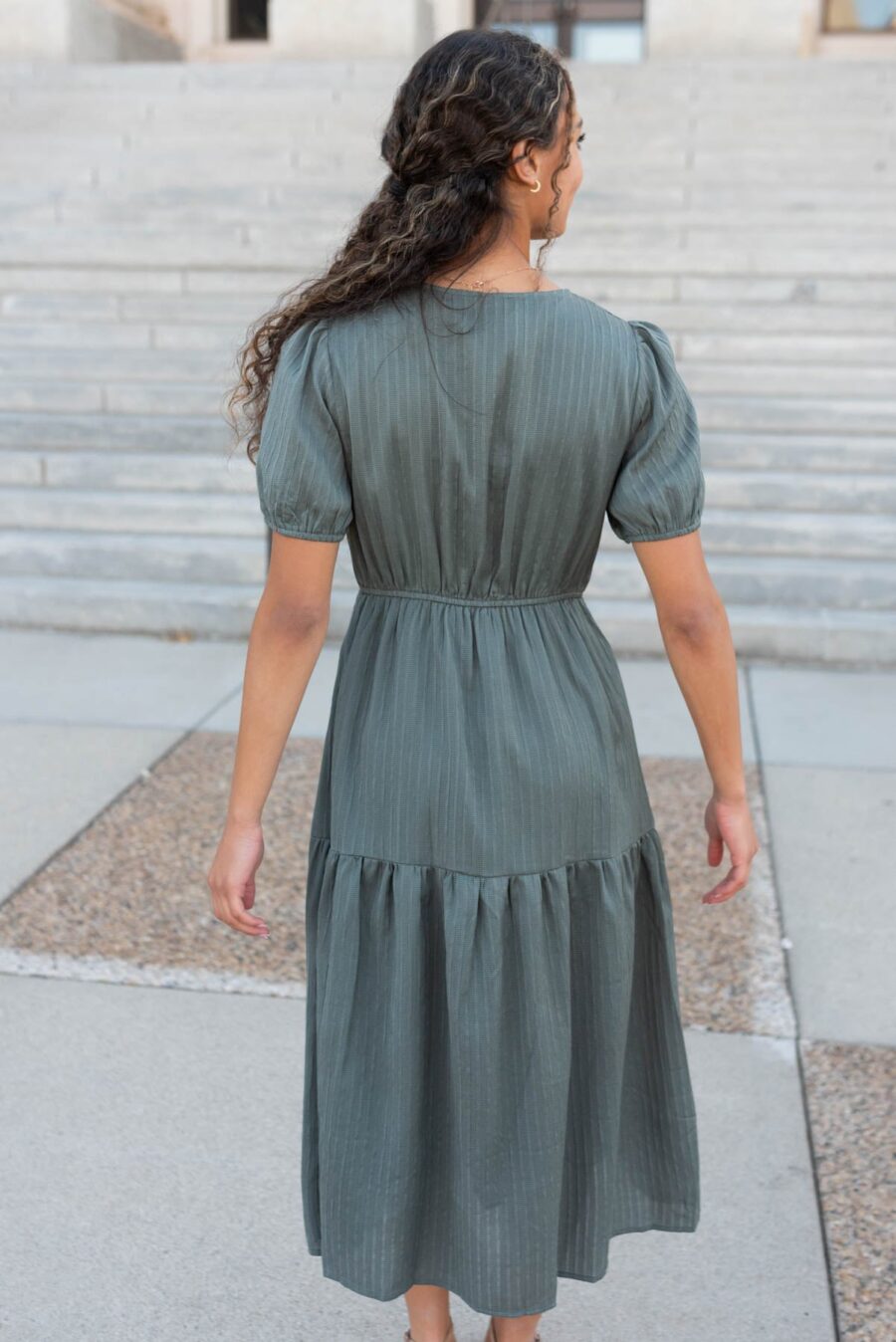 Addee Olive Tiered Dress