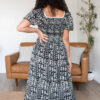 Adeline Black Printed Smocked Dress