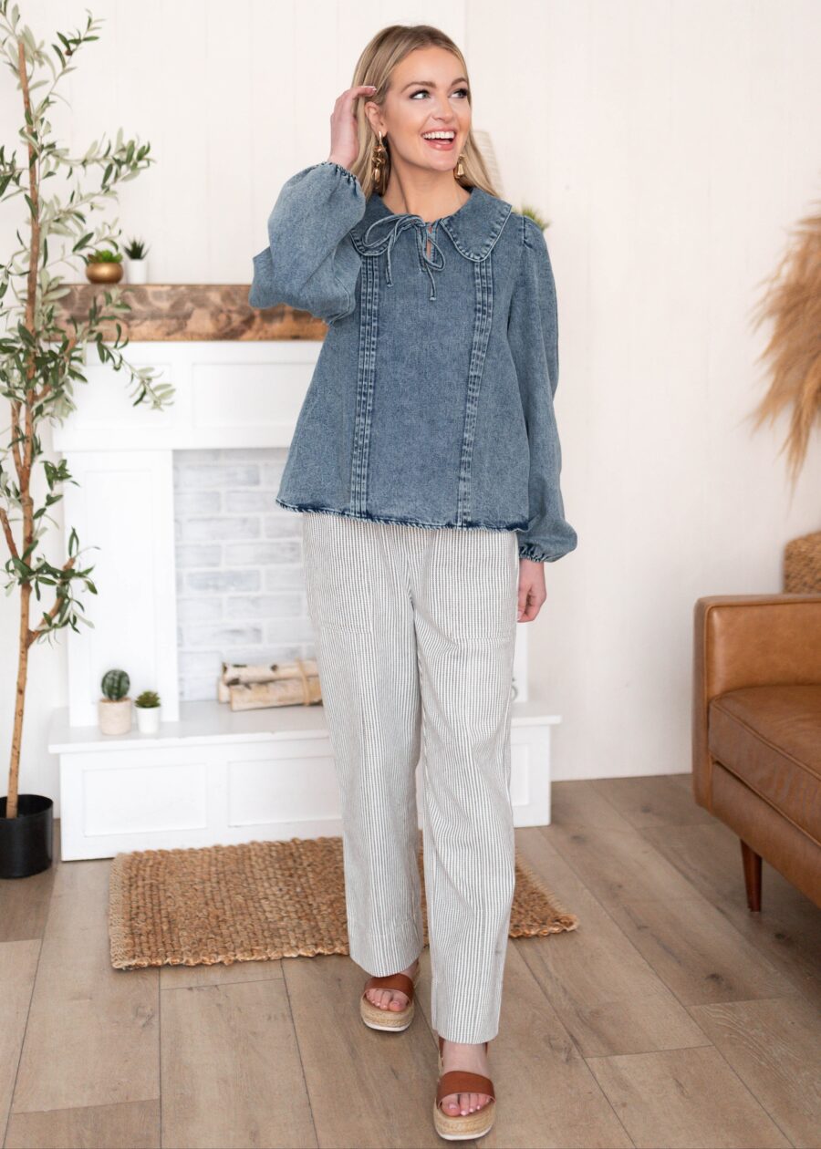 Adelyn Grey Pinstripe Pants