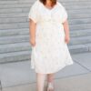 Adri White Flower Embroidered Dress