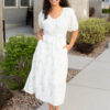 Adri White Flower Embroidered Dress