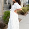 Adri White Flower Embroidered Dress