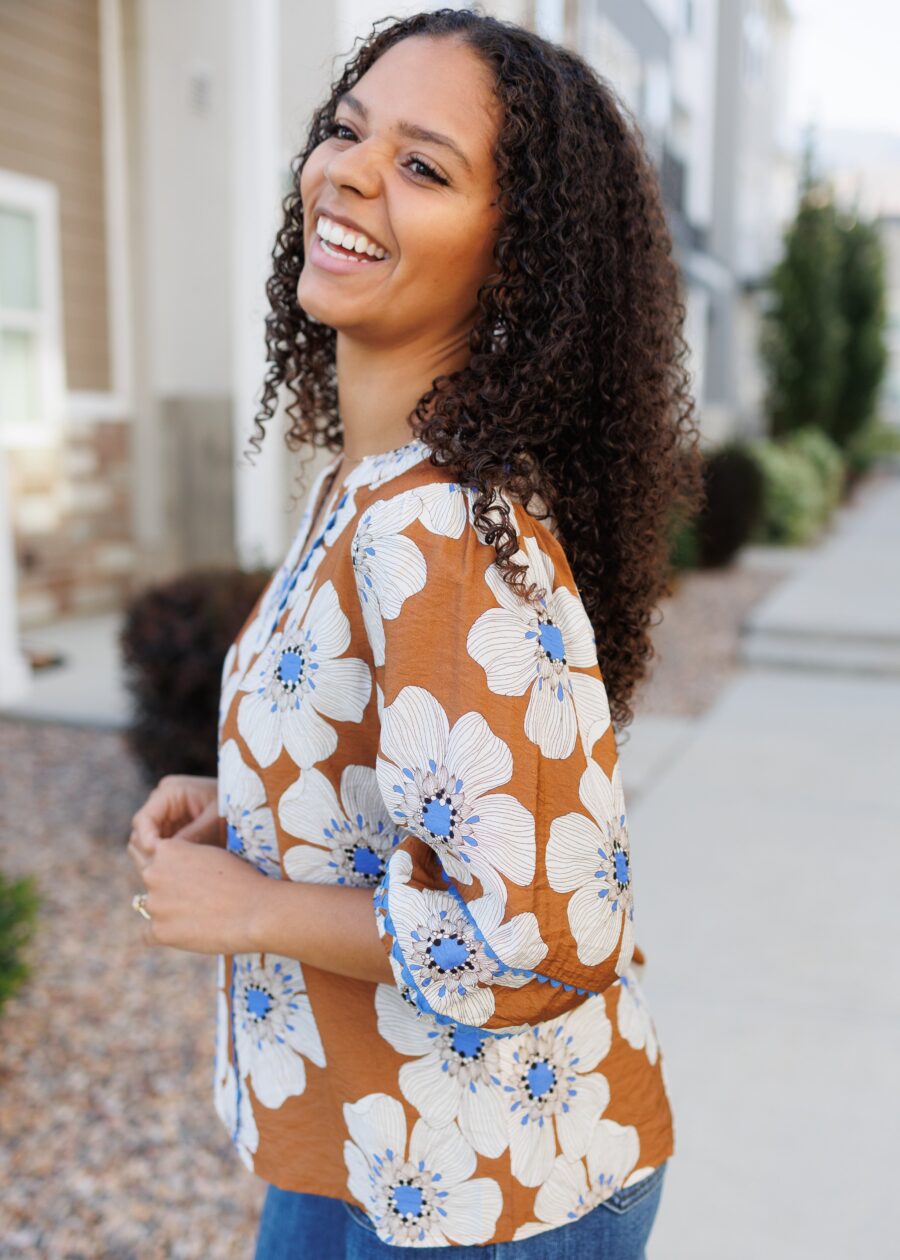 Agnes Cinnamon Floral Top