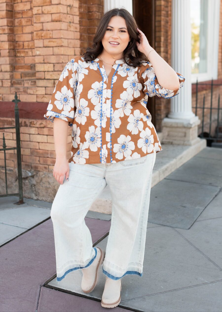 Agnes Cinnamon Floral Top