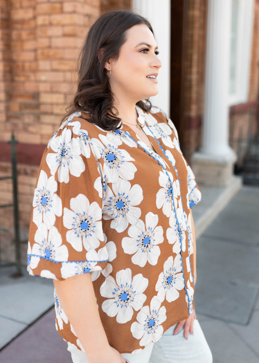 Agnes Cinnamon Floral Top