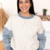 Alaina Two Tone Denim Pullover