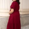 Alana Burgundy Textured Tie Dress