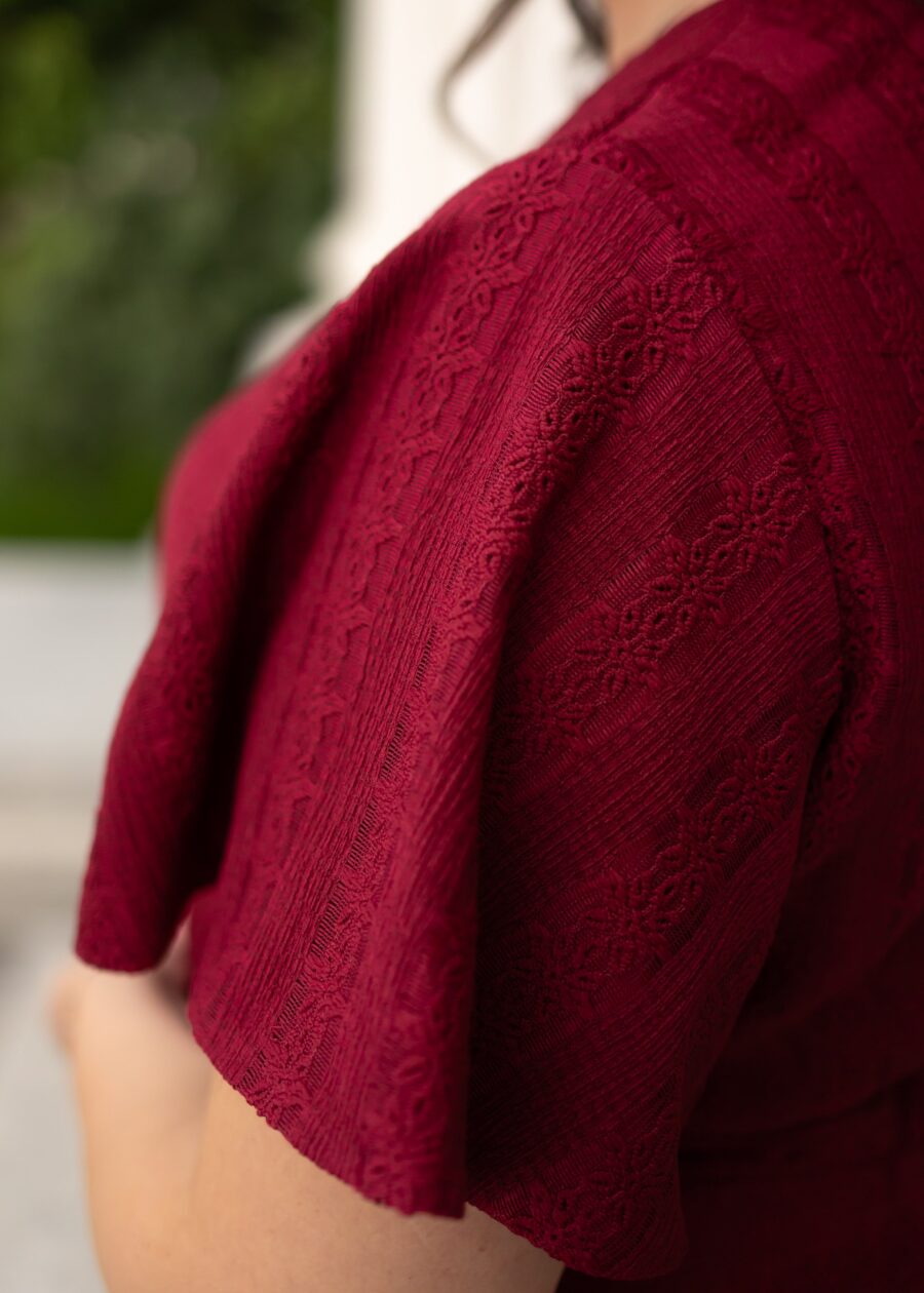Alana Burgundy Textured Tie Dress
