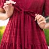 Alana Burgundy Textured Tie Dress