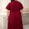 Alana Burgundy Textured Tie Dress