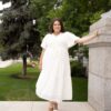 Alana Ivory Textured Tie Dress