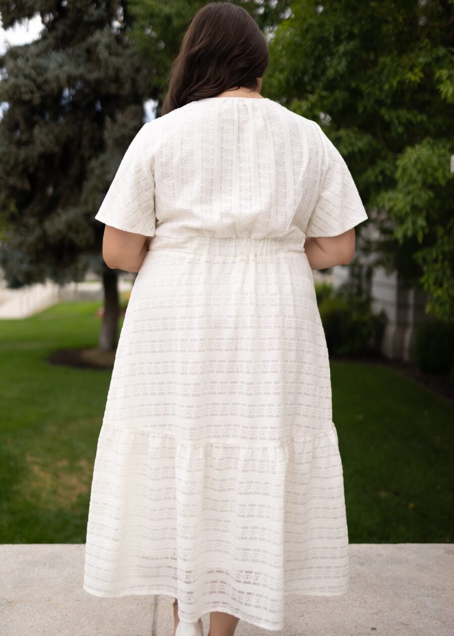 Alana Ivory Textured Tie Dress