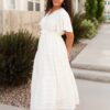 Alana Ivory Textured Tie Dress