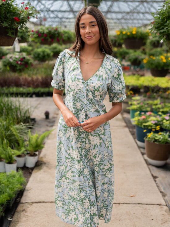 Alani Blue Floral Button Down Dress