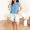 Aleah Embroidered Denim Top