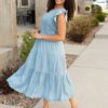 Alease Chambray Tiered Dress
