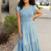 Alease Chambray Tiered Dress