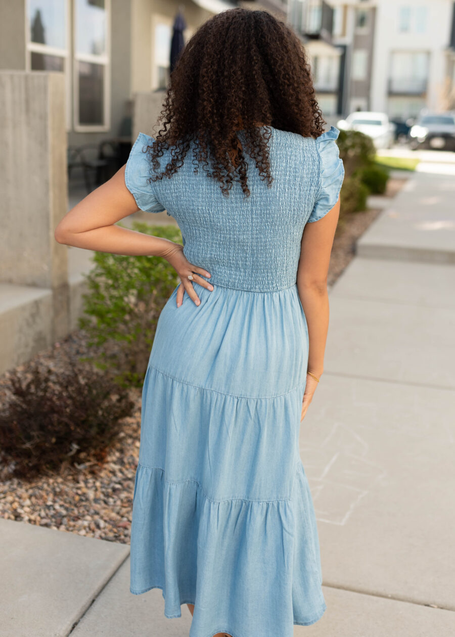 Alease Chambray Tiered Dress