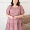 Aleena Dusty Mauve Embroidered Dress