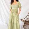 Aletta Green Floral Embroidered Dress