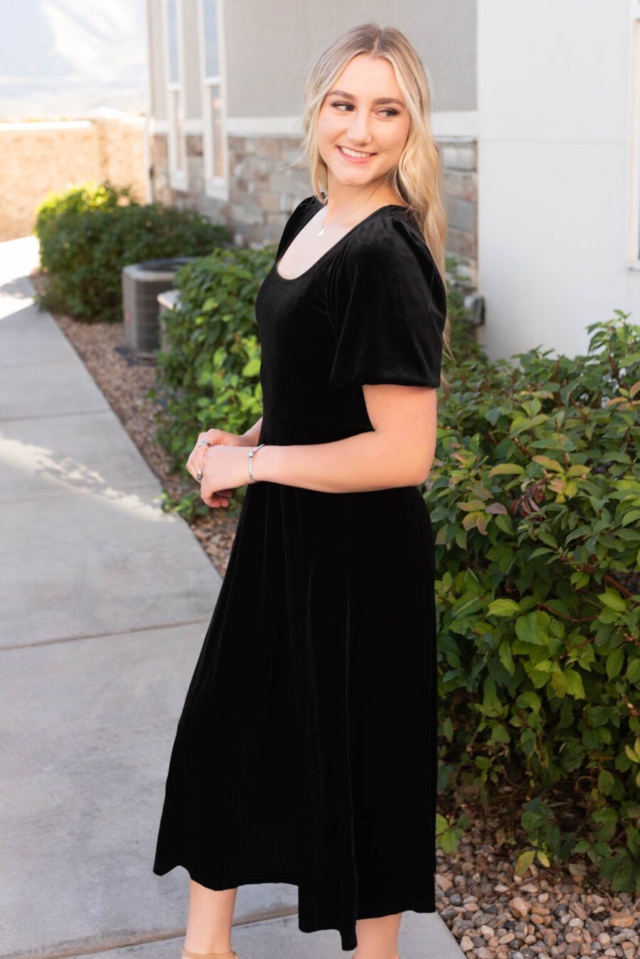Alexa Black Velvet Dress