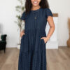 Alexa Navy Polka Dot Dress