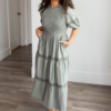 Alexia Dark Sage Tiered Dress