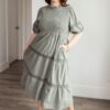 Alexia Dark Sage Tiered Dress