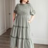 Alexia Dark Sage Tiered Dress