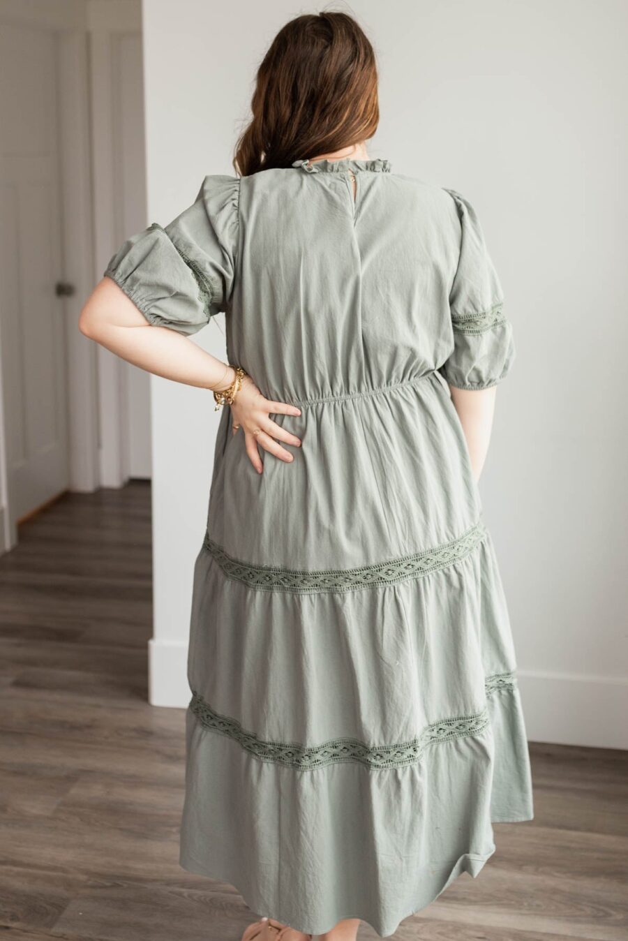 Alexia Dark Sage Tiered Dress