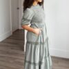 Alexia Dark Sage Tiered Dress