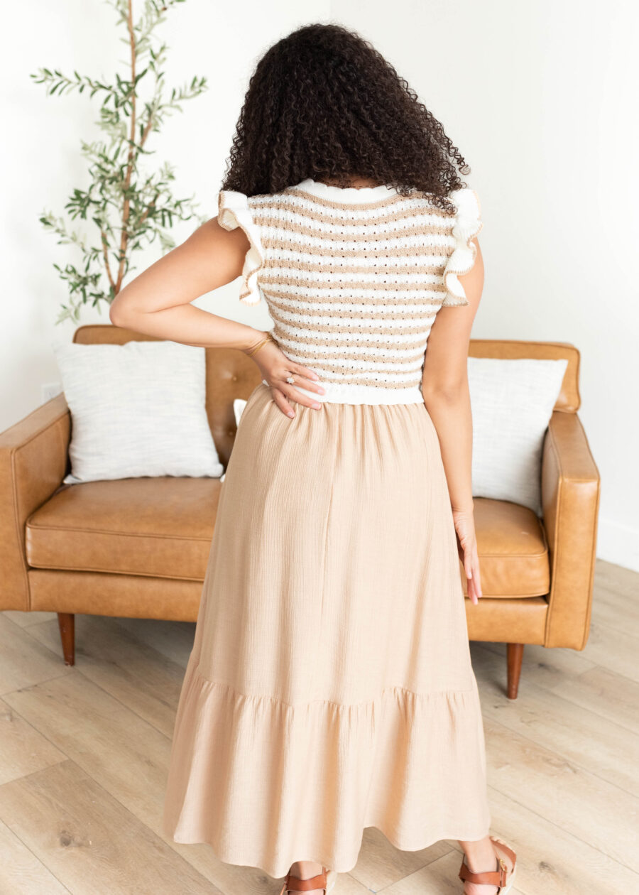 Alexis Khaki Crochet Knit Top Dress