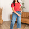 Alicia Red Ribbed Top
