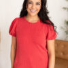 Alicia Red Ribbed Top