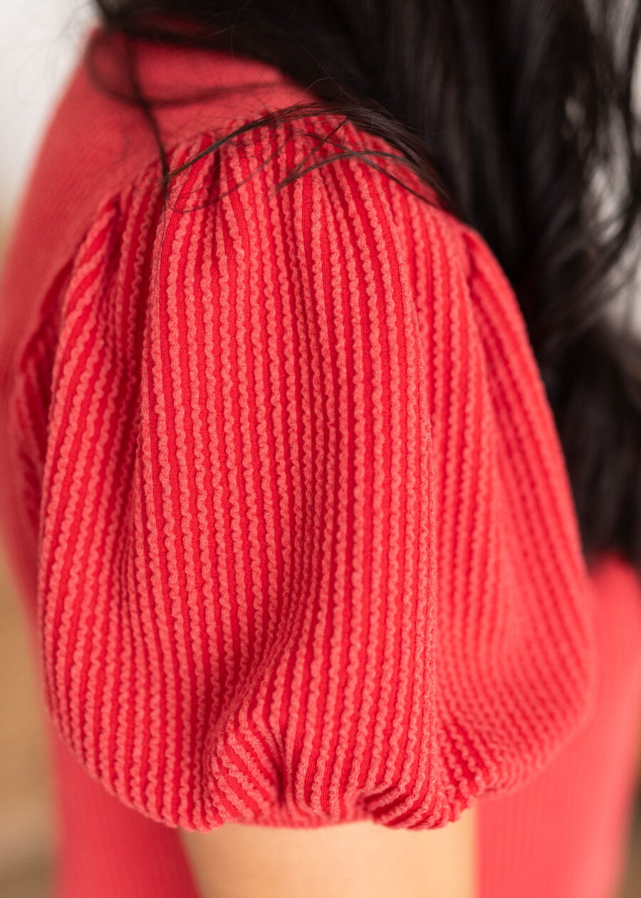 Alicia Red Ribbed Top
