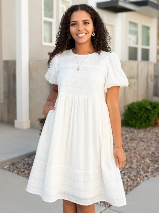 Alison White Embroidered Dress