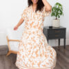 Allegra Taupe Floral Tiered Dress