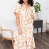 Allegra Taupe Floral Tiered Dress